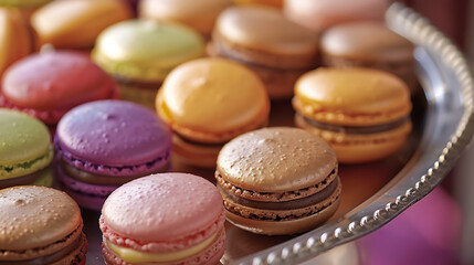 Obraz premium macarons, colorful french dessert, culinary art photography