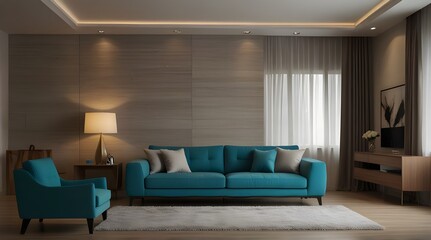 Contemporary living room with sofa interior design.generative.ai