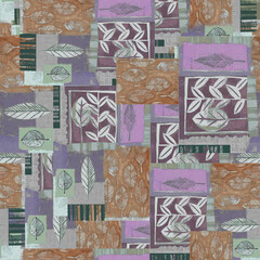 pattern with tiles leaf background textile digital design wallpaper 