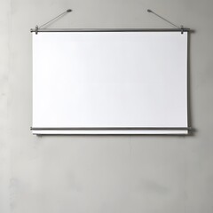 Obraz premium Blank white poster hanging on a wall with two metal clips