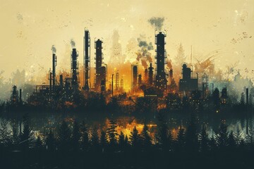 Fototapeta premium Witness the sleek profile of oil refinery machinery highlighting cutting-edge technology in industrial showcases.