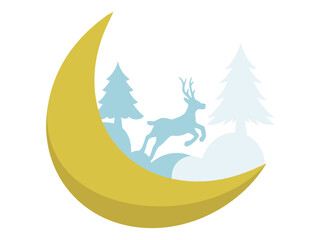 Christmas Tree Crescent moon Background
