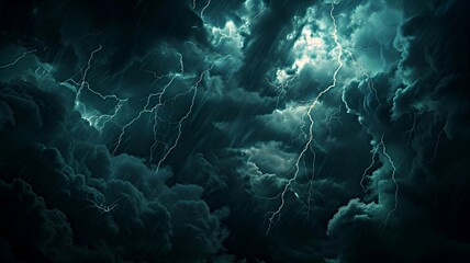 Dark ominous nighttime thunderstorm, stormy background