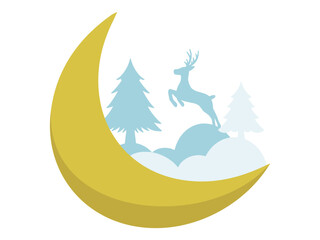 Christmas Tree Crescent moon Background
