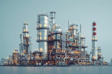 Obraz premium detailed depiction of an oil refinery for educational use in engineering platforms.