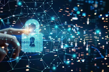 Fototapeta premium Deploy advanced firewall and antivirus protection to enhance web safety and secure personal data from cyber threats and hacker attacks.