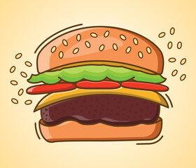 Burger Hamburger Cheeseburger Vector Illustration 