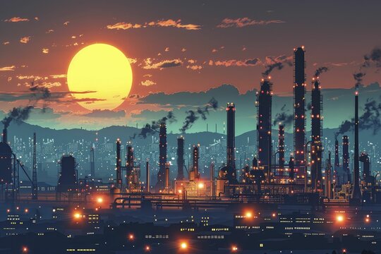 intricate oil refinery silhouette as a vital tool for engineering education and professional growth.