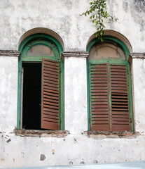 old window with shutters