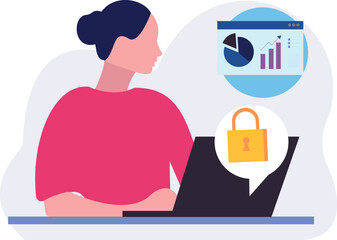 The girl is working on a chart graph.