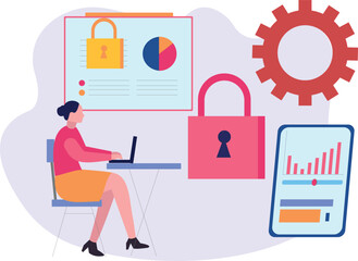 The girl is working on the laptop.