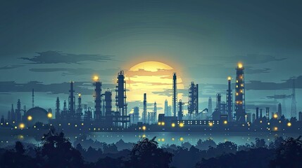 Fototapeta premium intricacies of Oil Refinery Technology through dynamic Vector Illustrations tailored for Online Tech Forums.