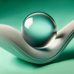 A glass ball on a wave.