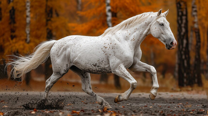 white horse in the field