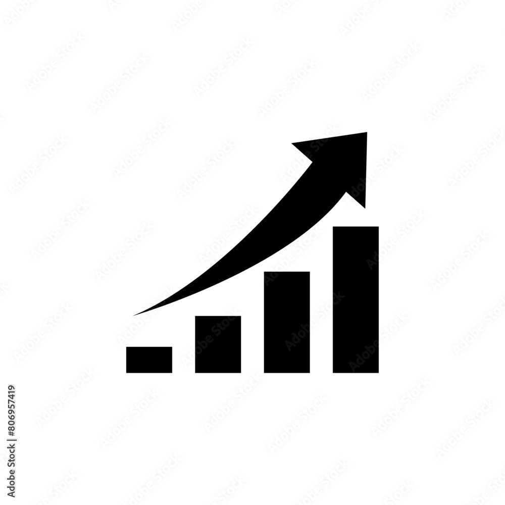 Poster increase profit graph, growing arrow flat vector icon. simple solid symbol isolated on white backgro