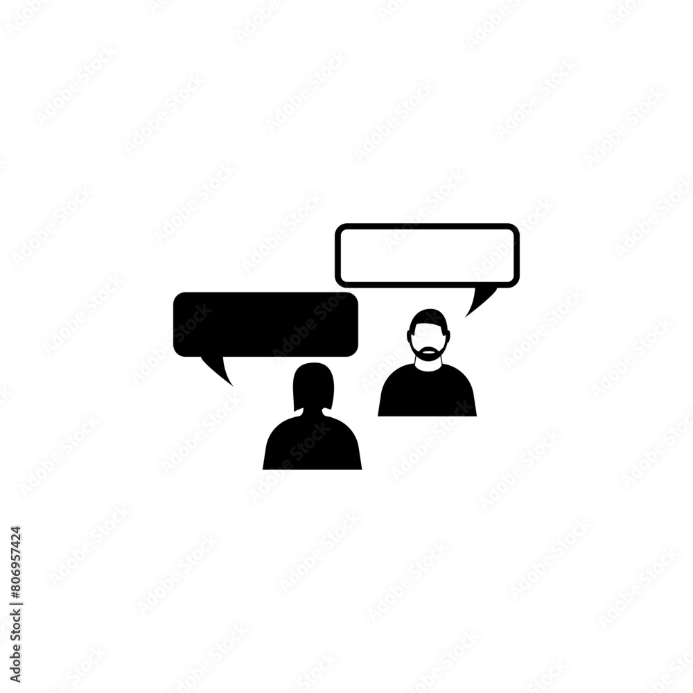 Poster people with dialog speech bubbles flat vector icon. simple solid symbol isolated on white background