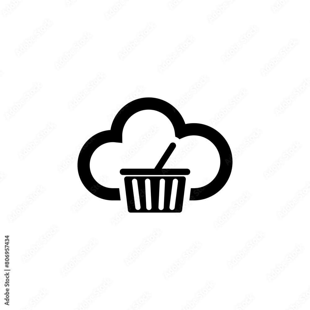 Poster buy cloud storage flat vector icon. simple solid symbol isolated on white background. buy cloud stor