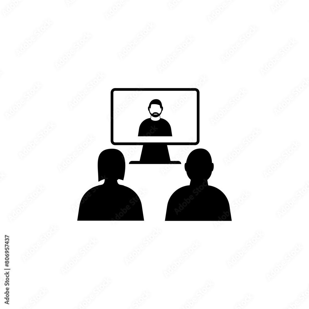 Poster videoconference, online presentation flat vector icon. simple solid symbol isolated on white backgro