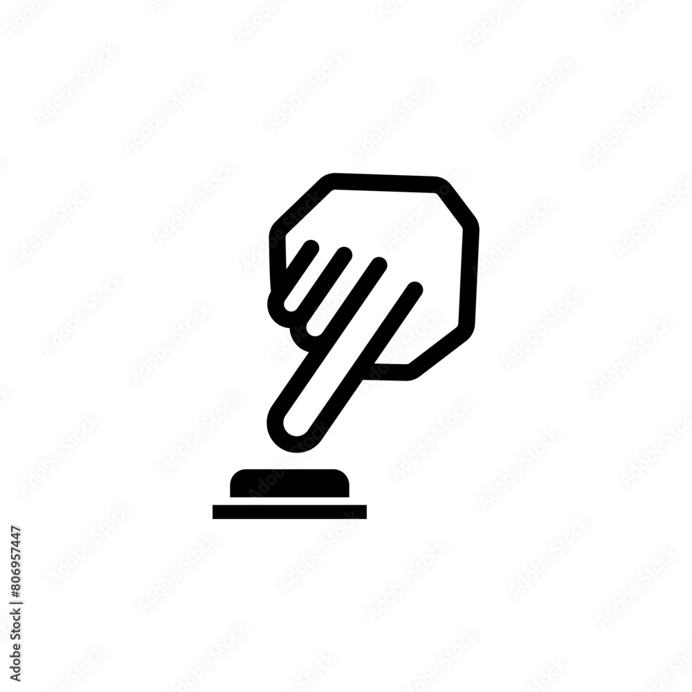 Poster finger pressing button, push button flat vector icon. simple solid symbol isolated on white backgrou
