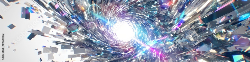 Poster abstract image of a vortex, with a portal in the center. digital concept. place for text