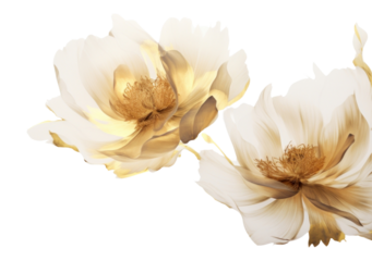 PNG Ink gold peonies blossom flower petal.