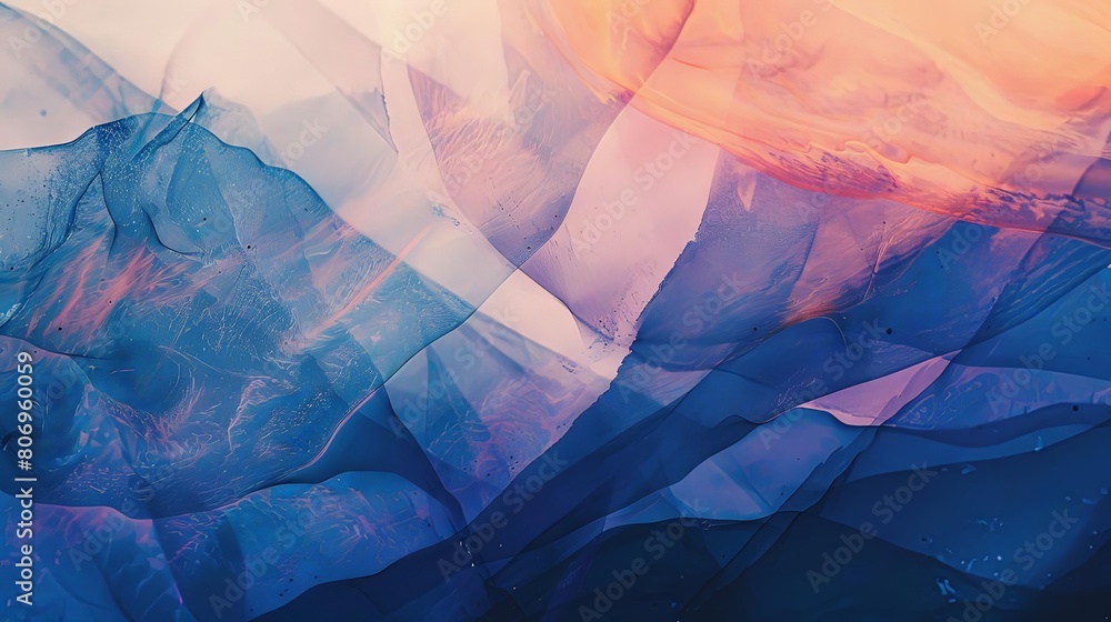 Poster abstract composition with transparent layers and celestial hues