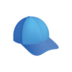 Baseball cap emoji vector icon. Denim blue baseball cap isolated on white background. Cap icon in trendy flat design. Blue hat cap illustration emoji vector. 