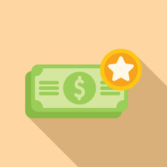 Reward money cash icon flat vector. Bonus system. Point experience