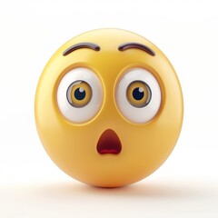 Fototapeta premium Astonished Surprised Emoji in 3D, Intense Shocked Expression on a Clean White Background