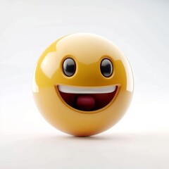 Fototapeta premium Joyful Happy Emoji in 3D, Expressive Smiling Face on a Bright White Background