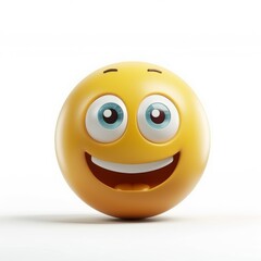 Fototapeta premium Joyful Happy Emoji in 3D, Expressive Smiling Face on a Bright White Background