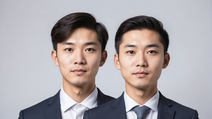 young asian businessman studio portrait on plain white background from Generative AI