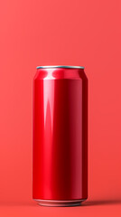 Fototapeta premium Red beverage can with copy space