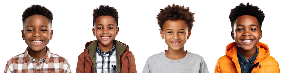 Obraz premium Set of cheerful young African American boys, cut out
