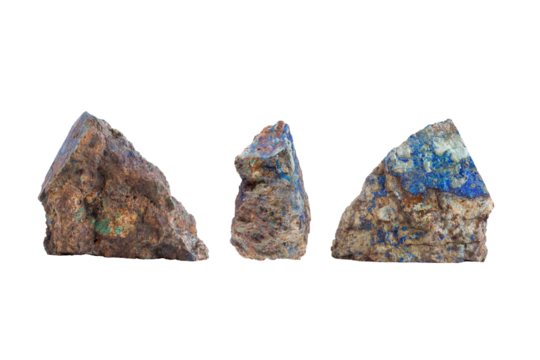 Azurite and malachite are individual minerals that can form together, creating a beautiful multi color stone