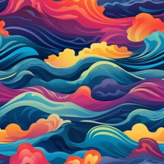 Colorful Wave and Sunburst Design