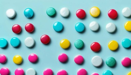 Top down view of pharmaceutical pills. Colourful
