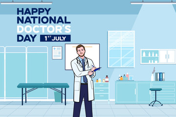 Fototapeta premium Vector world doctors day vector illustration for greeting card.