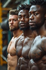 A sportsman exhibits muscular strength and determination in intense gym workout, showcasing his robust physique