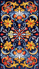 Fototapeta premium Traditional ornate portuguese tiles azulejos ,vector image