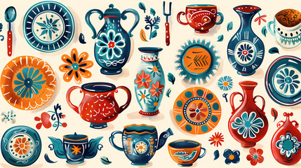 Traditional ornate portuguese tiles azulejos ,vector image