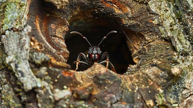 intricate arboreal nest polyrhachis queenslandica ant preparing to enter garradunga australia 8k
