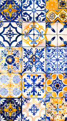 Traditional ornate portuguese tiles azulejos ,vector image