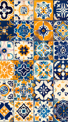 Traditional ornate portuguese tiles azulejos ,vector image