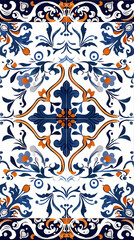 Traditional ornate portuguese tiles azulejos ,vector image