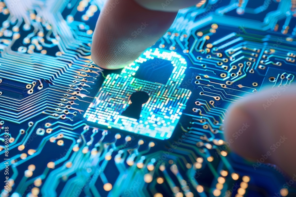 Poster implement comprehensive digital protection strategies with antivirus and firewall measures to secure
