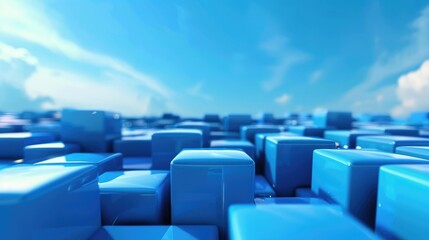 Royal blue cubes on a sky blue block background, ideal for a calming, serene wallpaper choice.
