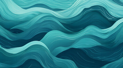 the ocean represented in a canvas full of teal color waves abstract geometric pattern graphics poster background