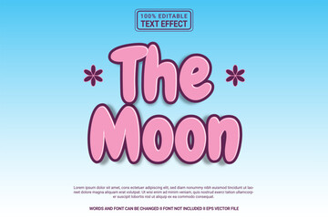 Editable text effect The moon 3d cartoon template style modern premium vector