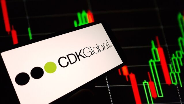 Konskie, Poland - March 17, 2024: CDK Global company logo displayed on mobile phone